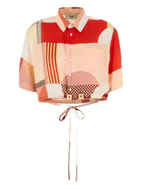 FENDI graphic-print cropped shirt - Pink - zdjęcie produktu nr 1