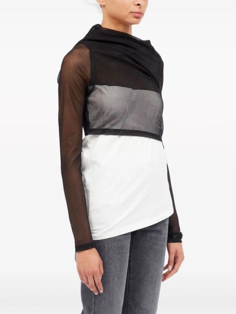 MM6 Maison Margiela semi-sheer asymmetric top - Black