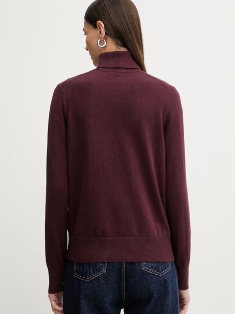 Marc O'Polo sweter damski kolor bordowy lekki z golfem 5000007462