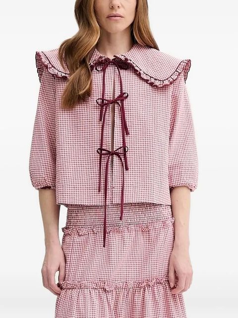 ALOHAS Airi gingham ruffled blouse - Red - zdjęcie produktu nr 1