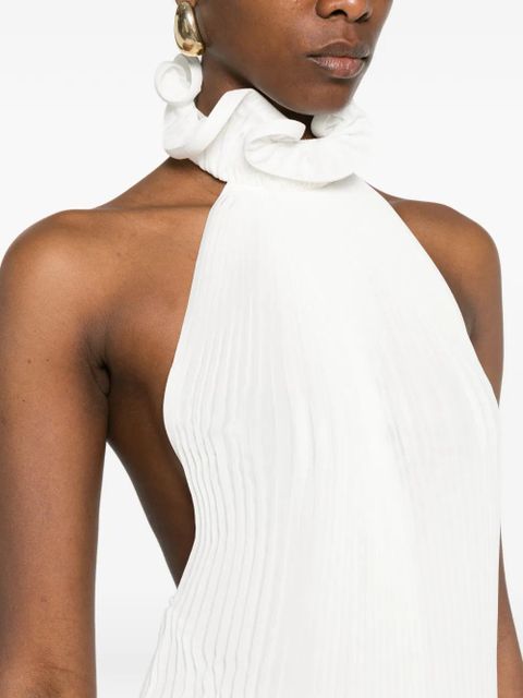 Rowen Rose ruffled-neck mini dress - White