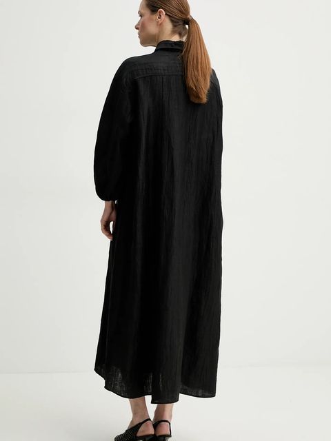 AERON sukienka lniana ANN kolor czarny maxi rozkloszowana DR578569 - zdjęcie produktu nr 2