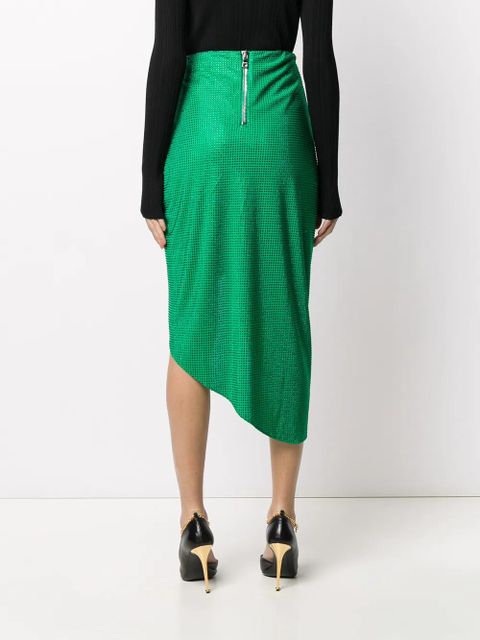 Balmain polka-dot ruched midi skirt - Green
