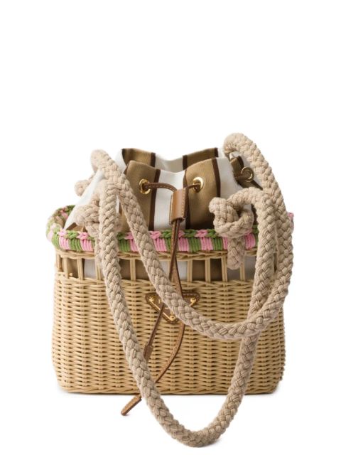 Prada mini Wicker shoulder bag - Neutrals