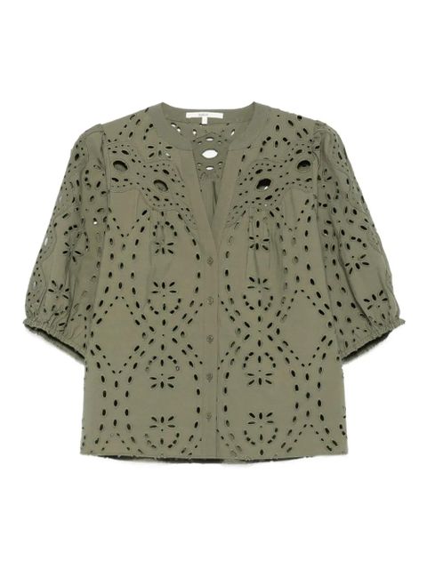 Ba&Sh Beatrice eyelet-embroidered puff-sleeve top - Green - zdjęcie produktu nr 1