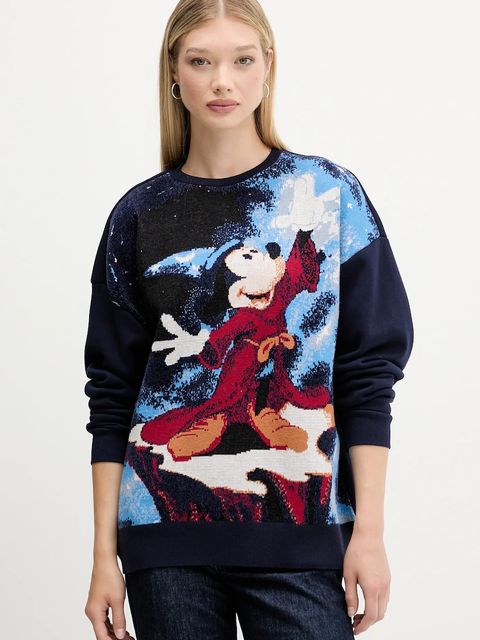 Desigual bluza FANTASY MICKEY damska kolor granatowy wzorzysta 25WWSK15 - zdjęcie produktu nr 1