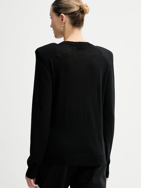 Simona Corsellini sweter wełniany damski kolor czarny lekki A25CPMGE0301