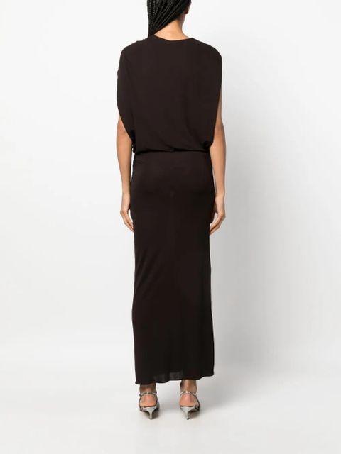 Lanvin brooch-detail maxi dress - Brown