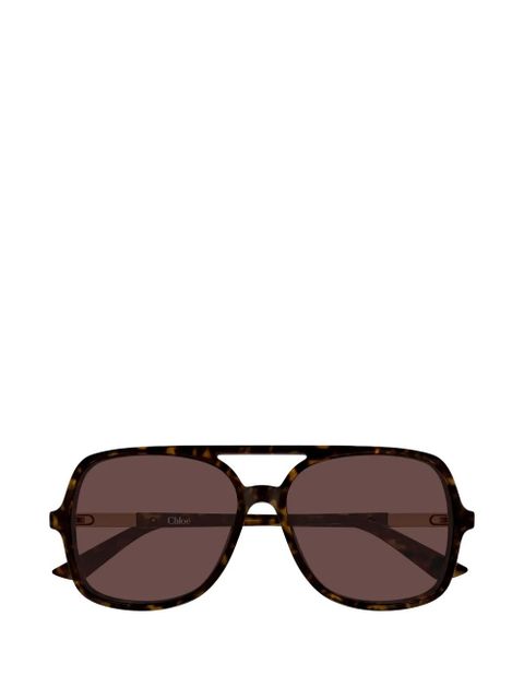 Chloé Eyewear CHLOE OVERSIZED BROWN LENS GEOMETRICAL ACETATE SUNGLASSES - zdjęcie produktu nr 1