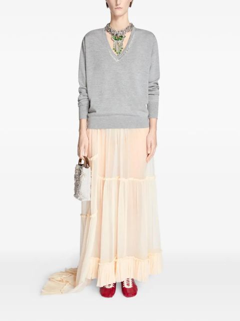 DRIES VAN NOTEN tiered ruffled maxi skirt - Neutrals - zdjęcie produktu nr 2