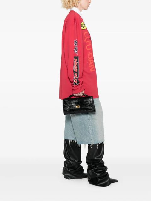 Balenciaga embossed croc crossbody bag - Black