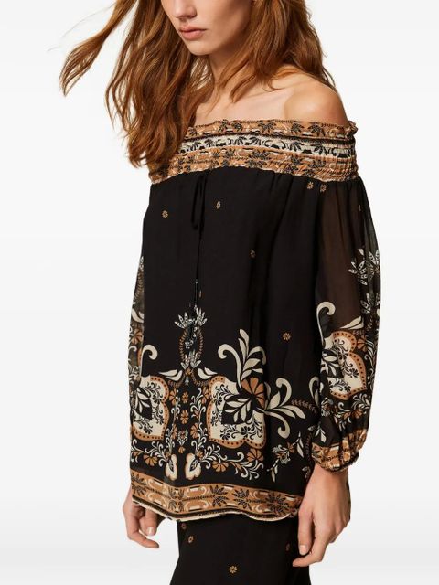 TWINSET printed off-shoulder blouse - Black