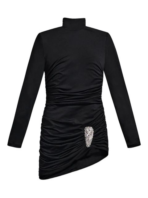AREA crystal-embellished draped mini dress - Black - zdjęcie produktu nr 1