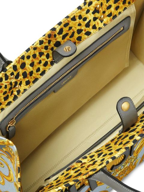 Versace leopard-print baroque tote bag - Grey