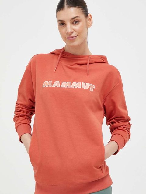 Mammut bluza ML Hoody Logo damska kolor pomarańczowy z kapturem z aplikacją - zdjęcie produktu nr 1