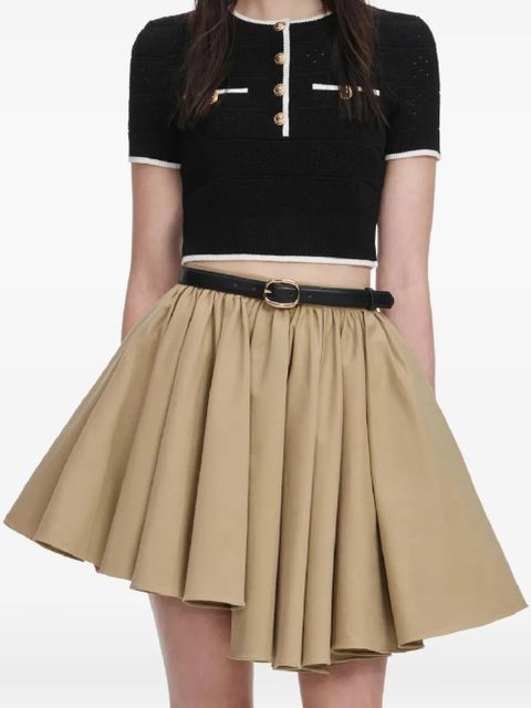 Self-Portrait pleated asymmetric skirt - Neutrals