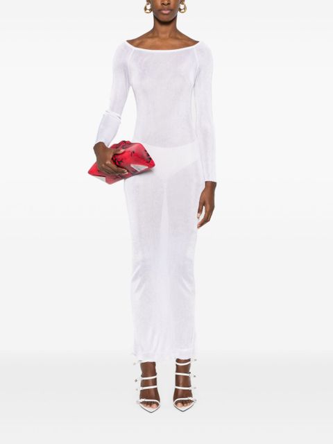 Magda Butrym fine-ribbed semi-sheer maxi dress - Neutrals