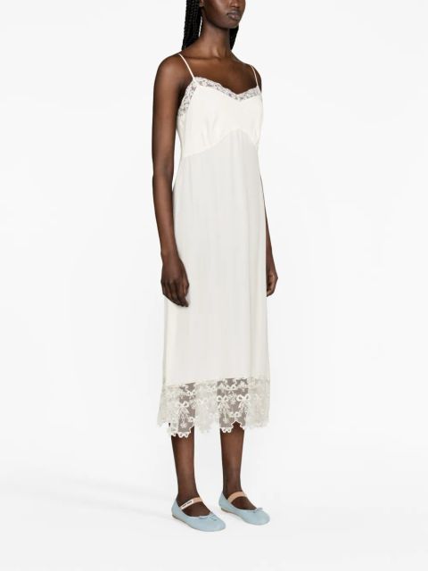 Simone Rocha lace-trim midi dress - Neutrals