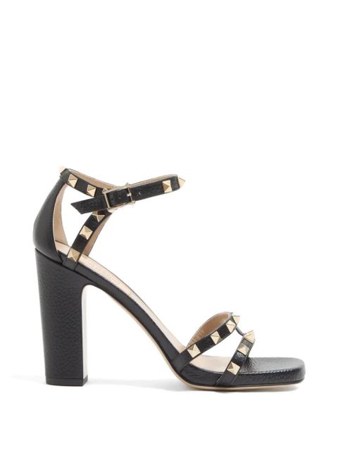 Valentino Garavani Rockstud sandals in elk print calfskin 100mm - Black - zdjęcie produktu nr 1