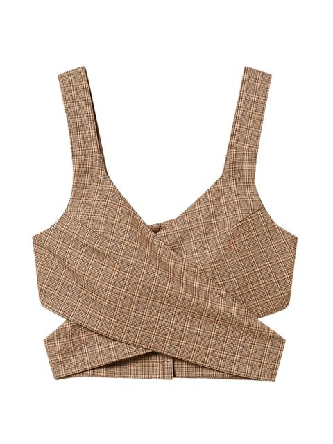 TWINSET plaid-pattern cropped blouse - Brown - zdjęcie produktu nr 1