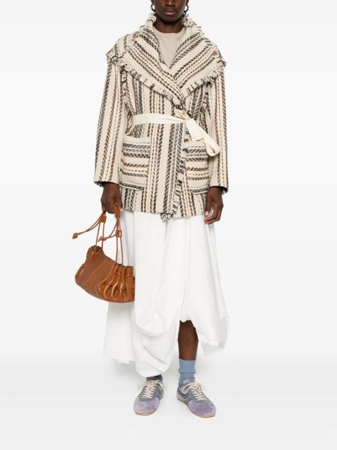 MARANT ÉTOILE Illisa striped fringed jacket - Neutrals - zdjęcie produktu nr 2