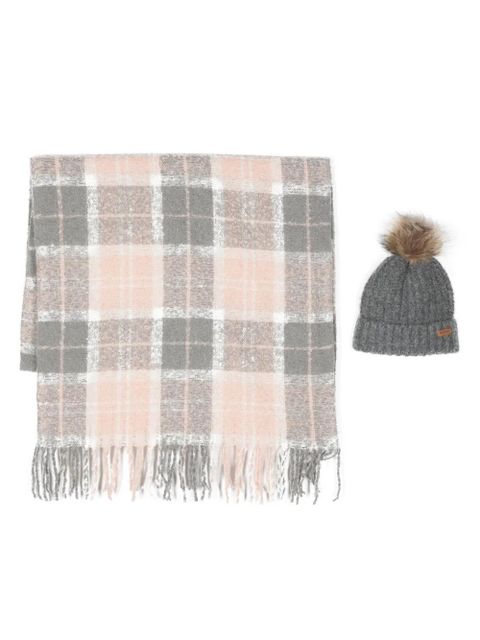 Barbour Saltburn beanie and tartan scarf (set of two) - Grey - zdjęcie produktu nr 1