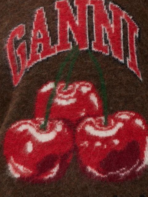 GANNI cherry-graphic sweater - Brown