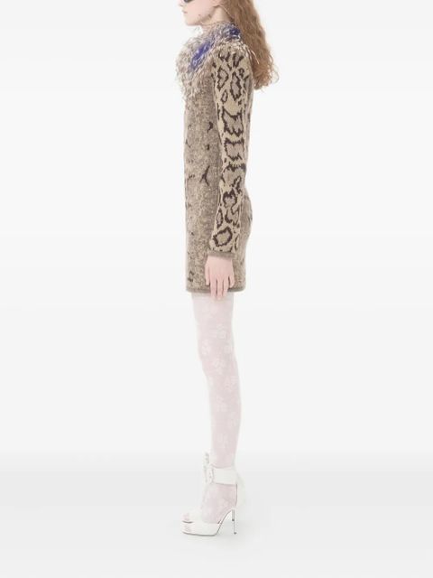 Valentino Garavani feather-trimmed animal-print dress - Neutrals - zdjęcie produktu nr 2