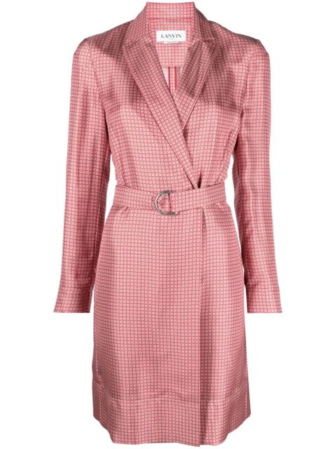 Lanvin geometric-pattern silk wrap dress - Pink - zdjęcie produktu nr 1
