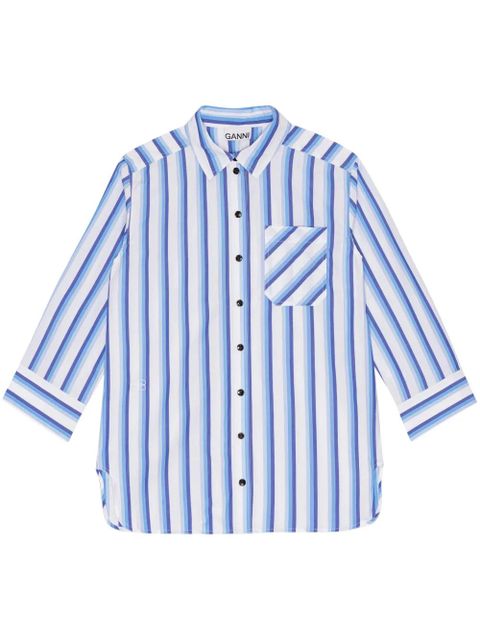 GANNI striped organic cotton shirt - Blue - zdjęcie produktu nr 1