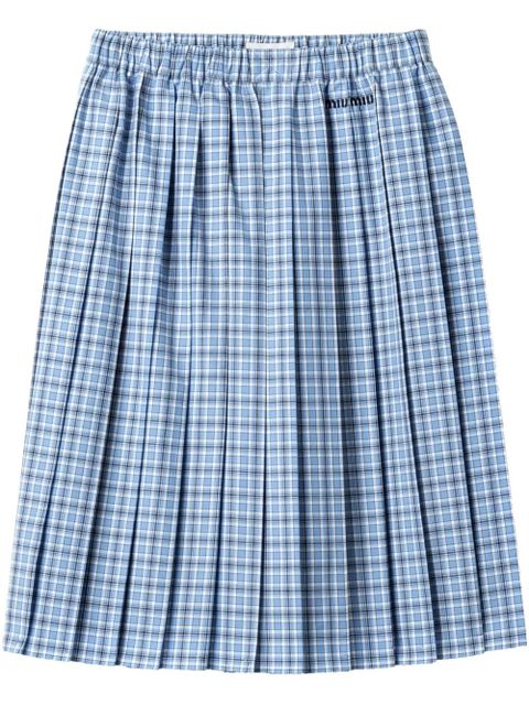 Miu Miu pleated check skirt - Blue - zdjęcie produktu nr 1