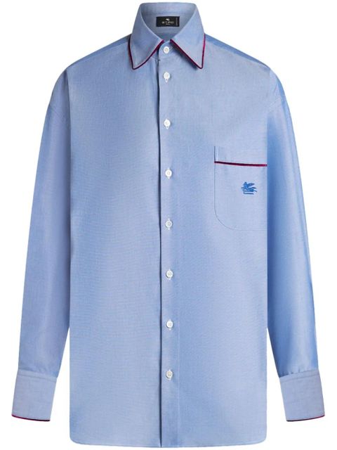 ETRO Pegaso-embroidered cotton T-shirt - Blue - zdjęcie produktu nr 1