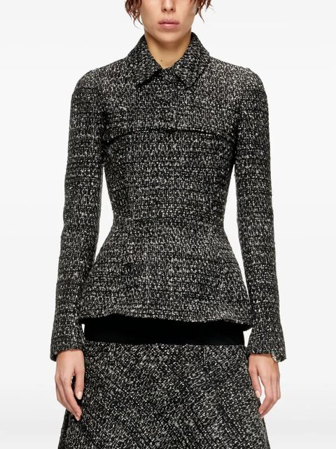 Diesel tweed-texture cropped jacket - Black