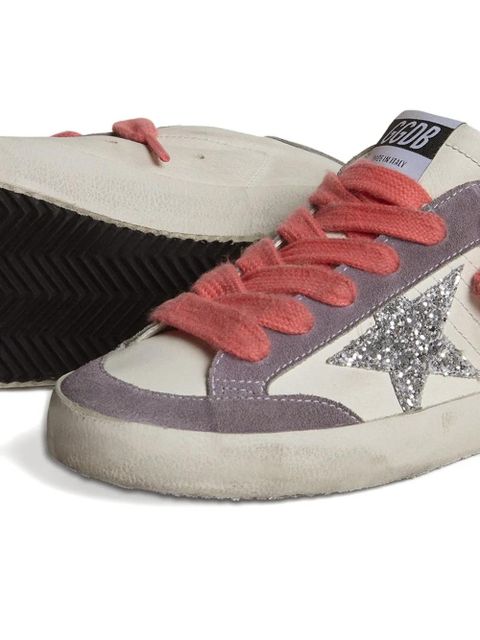 Golden Goose Super Star glitter-star leather sneakers - White