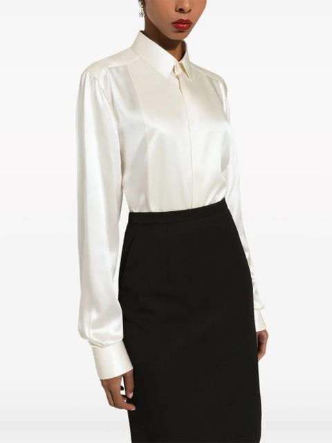 Dolce & Gabbana bib-detailed silk shirt - White - zdjęcie produktu nr 2
