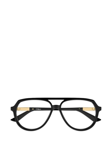 Chloé Eyewear logo-detail pilot-frame glasses - Black - zdjęcie produktu nr 1