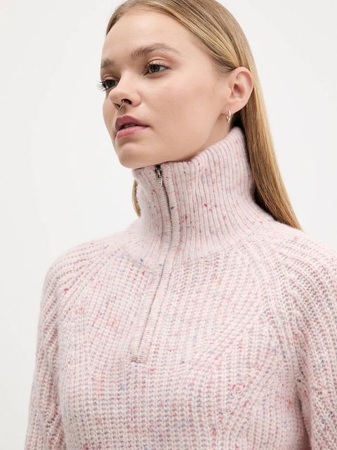 Tommy Jeans sweter z dodatkiem wełny damski kolor różowy ciepły z golfem DW0DW21686