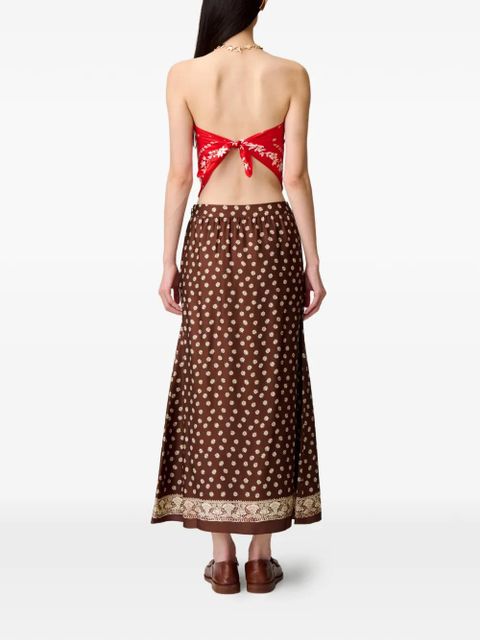 Claudie Pierlot floral-print midi skirt - Brown