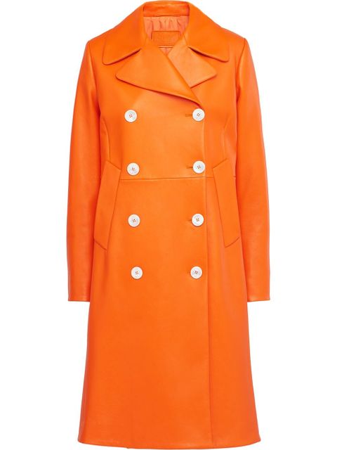 Prada double-breasted leather coat - Orange - zdjęcie produktu nr 1