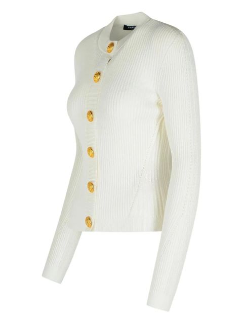 Balmain ribbed button-down cardigan - White