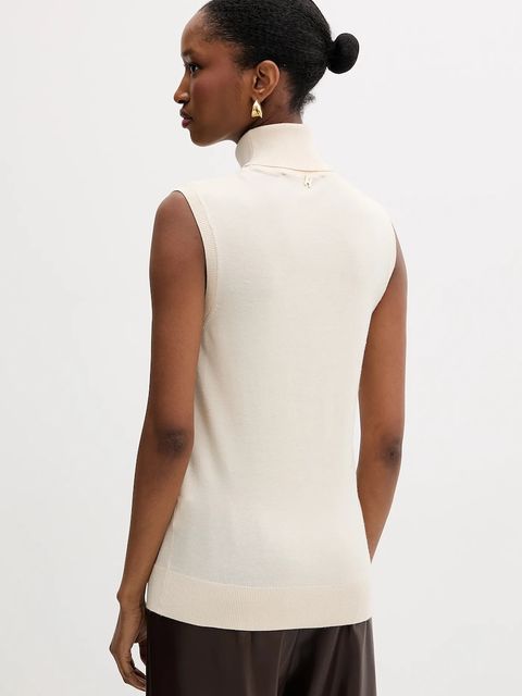 Silvian Heach kamizelka WARMI damski kolor beżowy lekki z golfem GPA25037LU - zdjęcie produktu nr 2