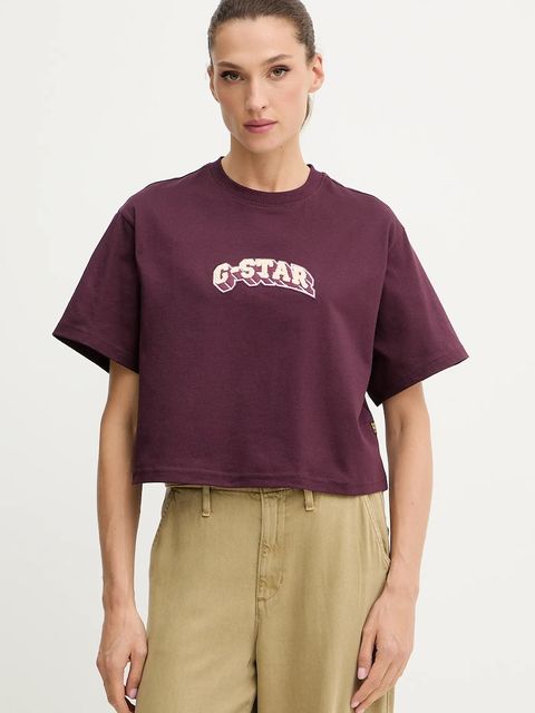 G-Star t-shirt bawełniany damski kolor fioletowy D26921.C336 - zdjęcie produktu nr 1