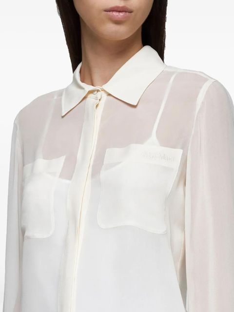 Max Mara embroidered-pocket silk shirt - Neutrals