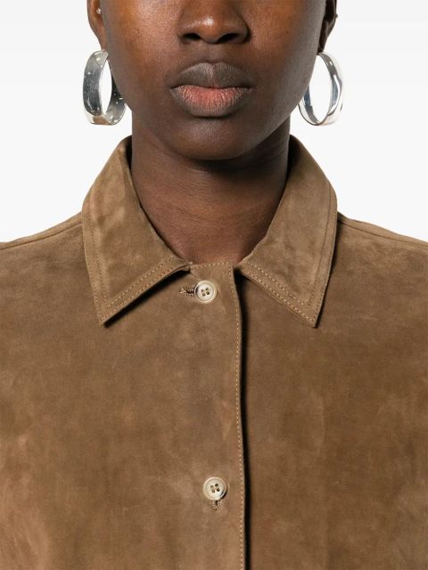 TOTEME button-fastening leather shirt - Brown