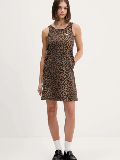 adidas Originals sukienka jeansowa kolor brązowy mini prosta KA2677