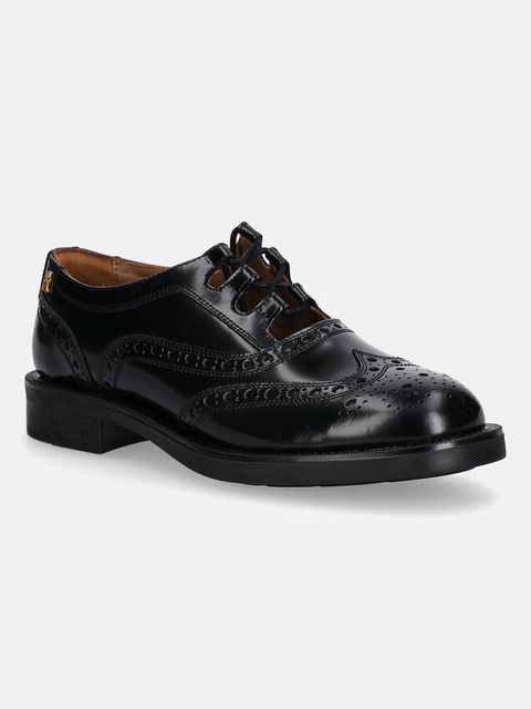 Tommy Hilfiger półbuty skórzane BROGUE LEATHER CUT-OUT SHOE damskie kolor czarny na płaskim obcasie FW0FW08842 - zdjęcie produktu nr 1