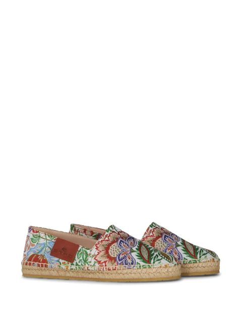ETRO logo-appliqué floral-embroidery espadrilles - Green
