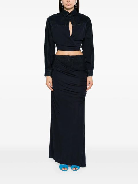 Christopher Esber Sevilla denim wrap cropped top - Blue