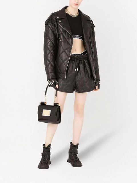 Dolce & Gabbana quilted leather track shorts - Black - zdjęcie produktu nr 2