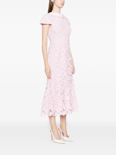 Self-Portrait lace scoop-back midi dress - Pink
